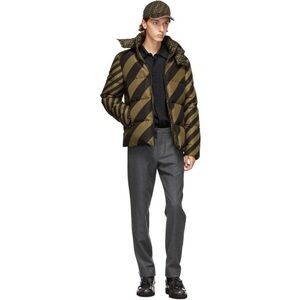 Fendi FF Logo Puffer Jacket in Brown and Black